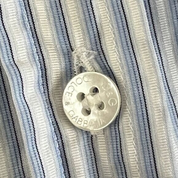 Dolce & Gabbana Women's 44 IT Medium US Blue White Button Up Shirt Top Preppy - Picture 12 of 16